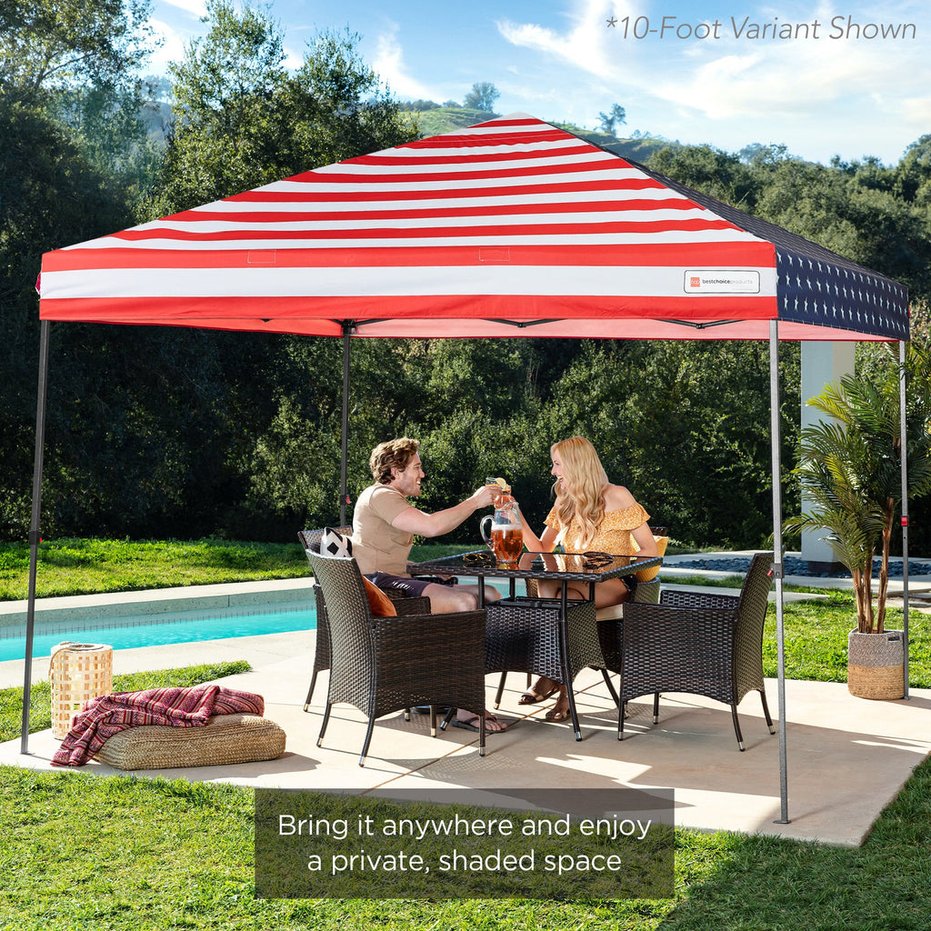 One-Person Setup Instant Pop Up Canopy w/ Case 4 Weight Bags - 8x8ft