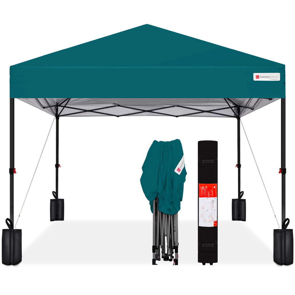 One-Person Setup Instant Pop Up Canopy w/ Case 4 Weight Bags - 8x8ft