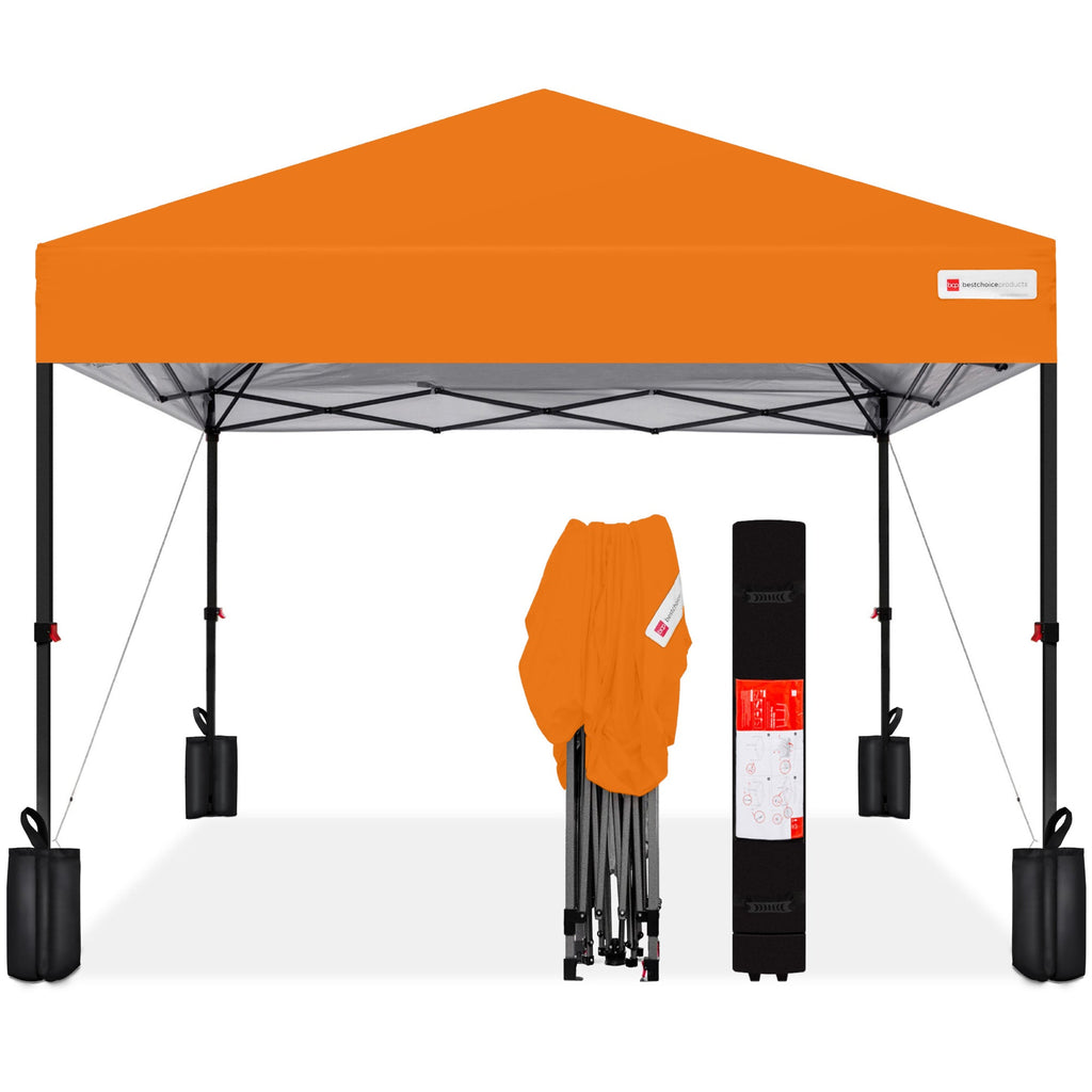 One-Person Setup Instant Pop Up Canopy w/ Case 4 Weight Bags - 8x8ft