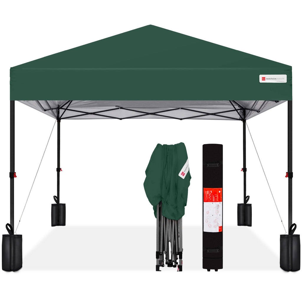 One-Person Setup Instant Pop Up Canopy w/ Case 4 Weight Bags - 8x8ft