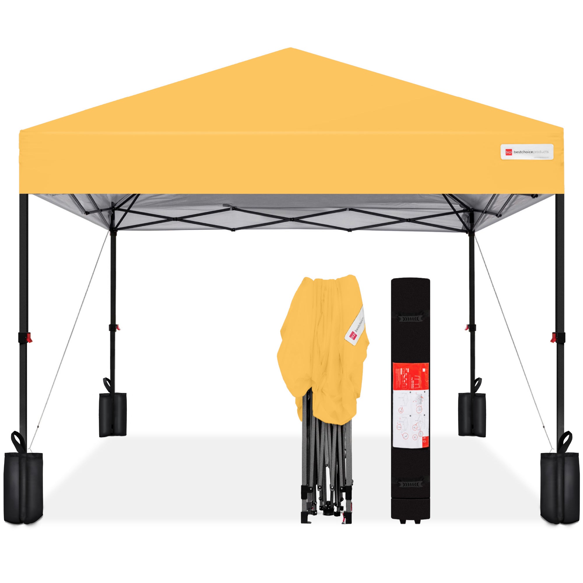 One-Person Setup Instant Pop Up Canopy w/ Case 4 Weight Bags - 8x8ft
