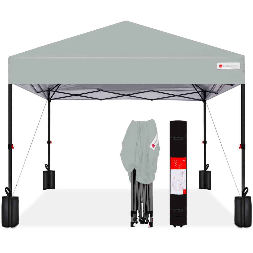 One-Person Setup Instant Pop Up Canopy w/ Case 4 Weight Bags - 8x8ft