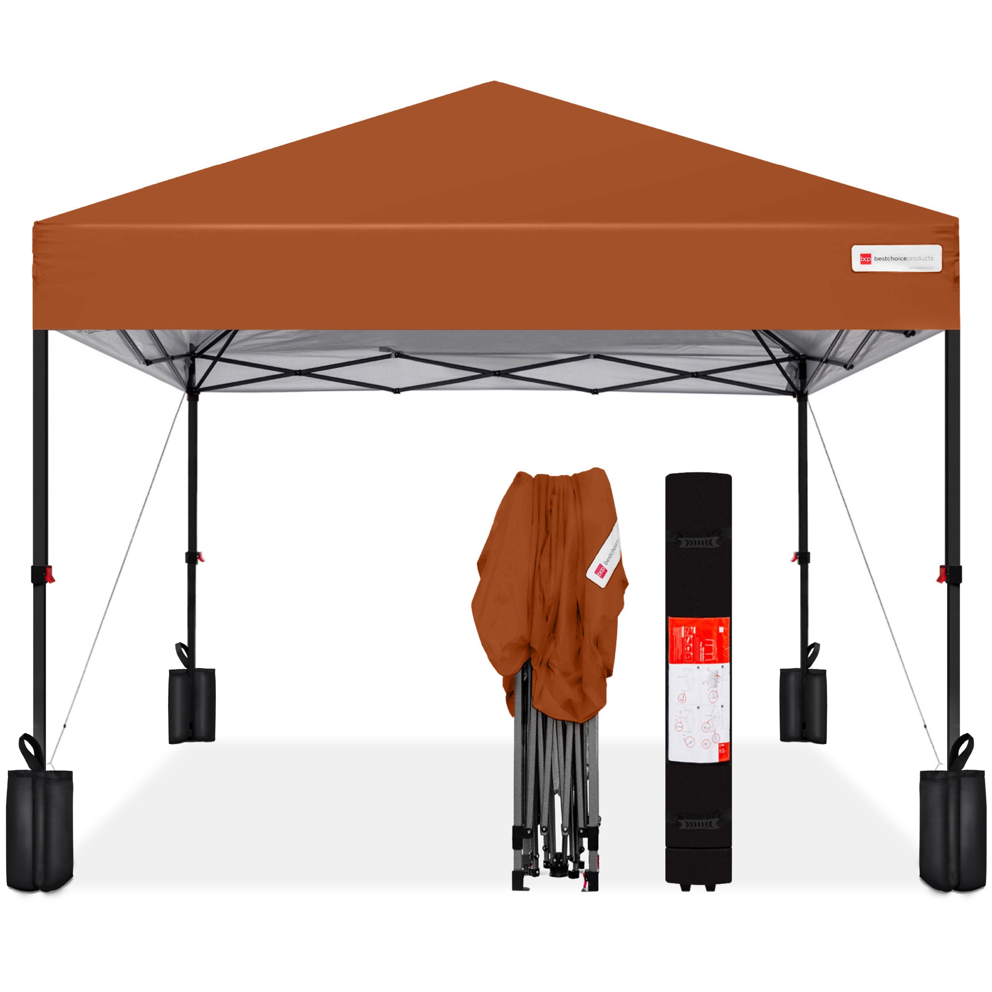 One-Person Setup Instant Pop Up Canopy w/ Case 4 Weight Bags - 10x10ft