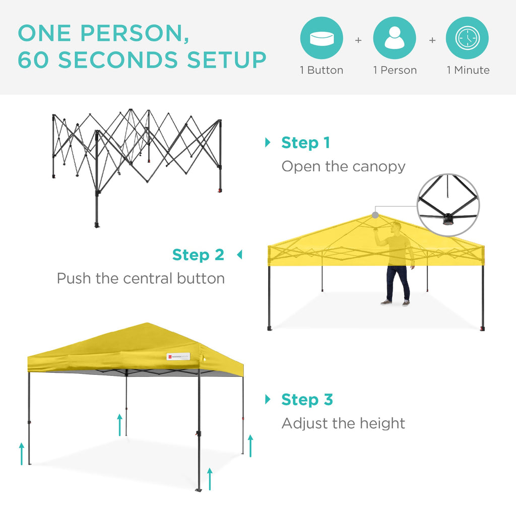 One-Person Setup Instant Pop Up Canopy w/ Case 4 Weight Bags - 12x12ft