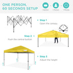 One-Person Setup Instant Pop Up Canopy w/ Case 4 Weight Bags - 12x12ft