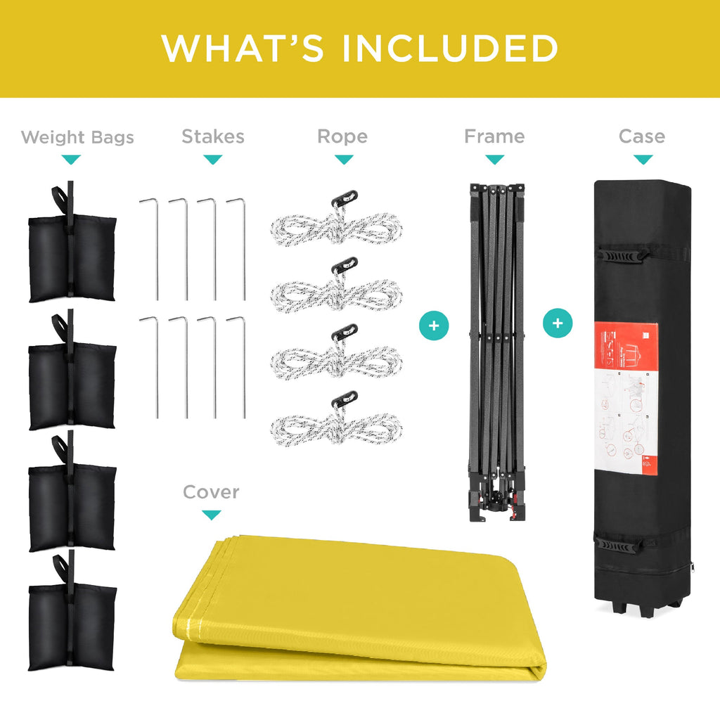 One-Person Setup Instant Pop Up Canopy w/ Case 4 Weight Bags - 12x12ft