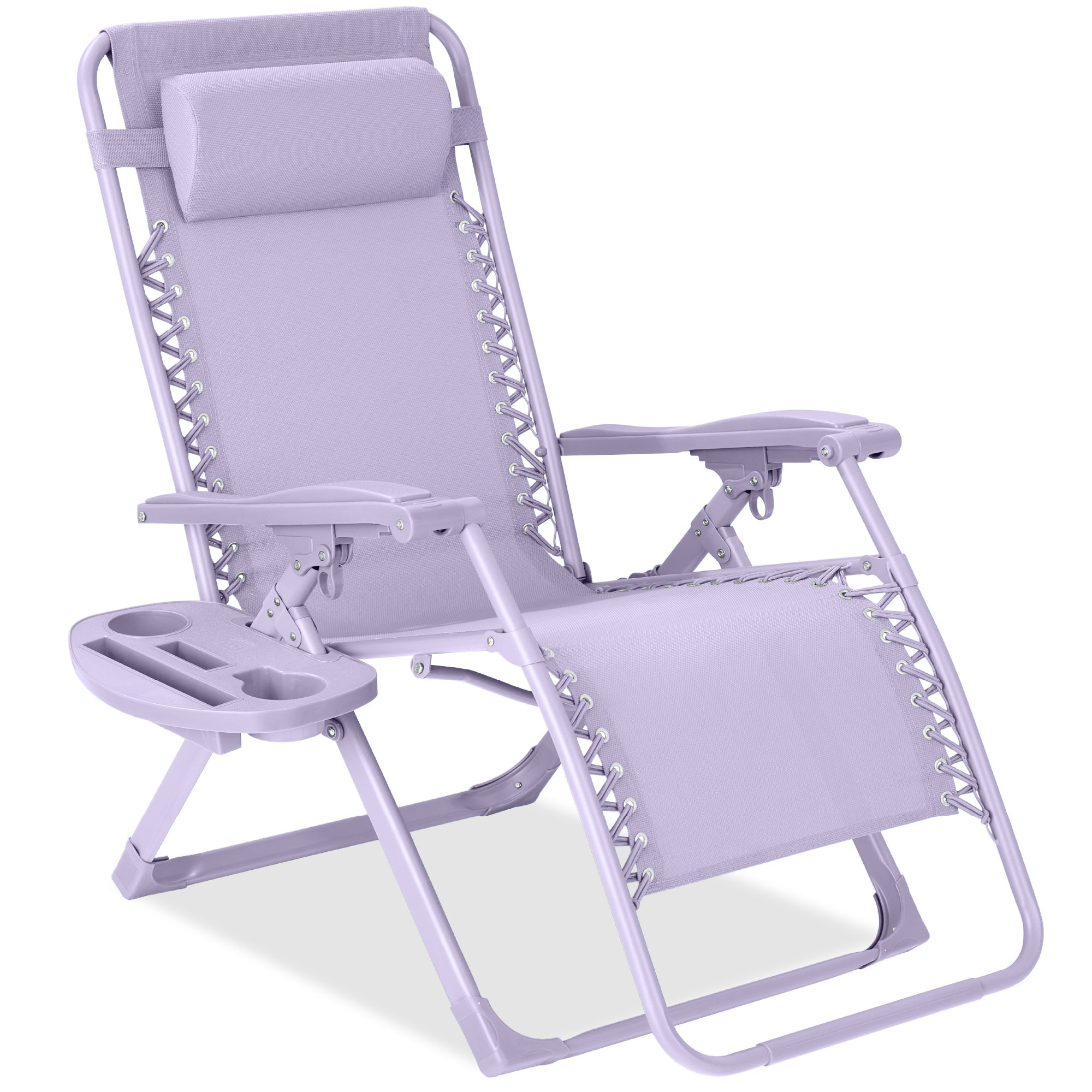 Monochromatic Zero Gravity Patio Chair Recliner w/ Side Tray Headrest