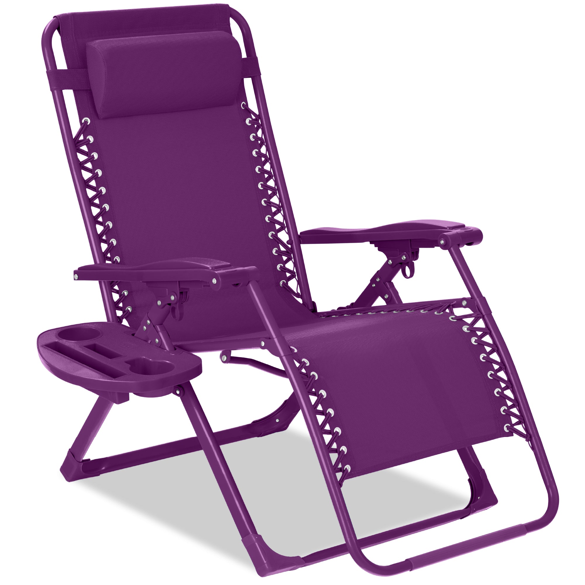 Monochromatic Zero Gravity Patio Chair Recliner w/ Side Tray Headrest