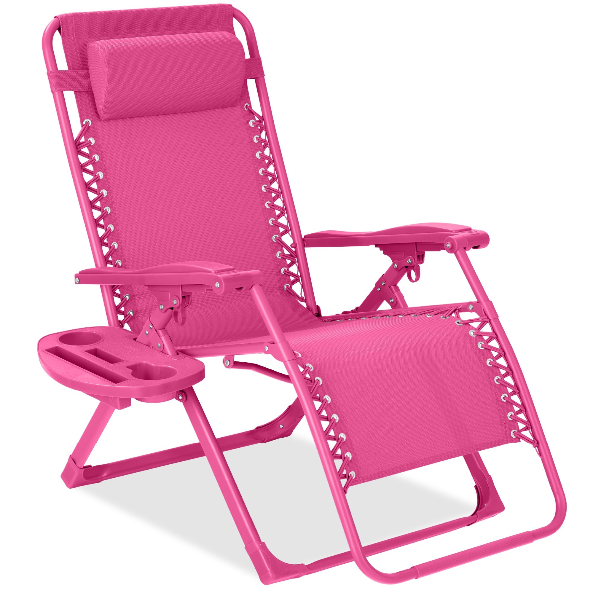 Monochromatic Zero Gravity Patio Chair Recliner w/ Side Tray Headrest