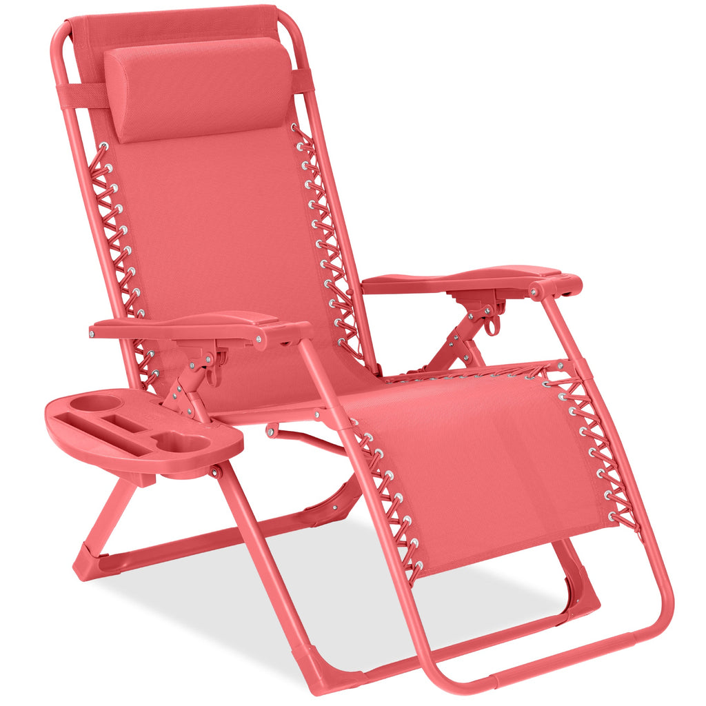 Monochromatic Zero Gravity Patio Chair Recliner w/ Side Tray Headrest