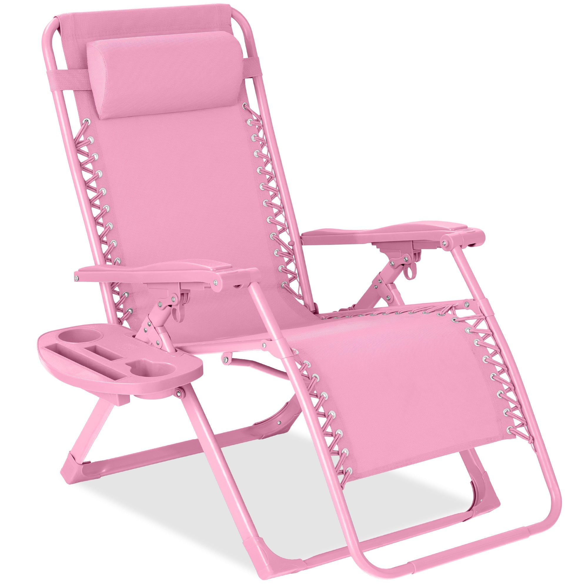 Monochromatic Zero Gravity Patio Chair Recliner w/ Side Tray Headrest