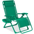 Monochromatic Zero Gravity Patio Chair Recliner w/ Side Tray Headrest