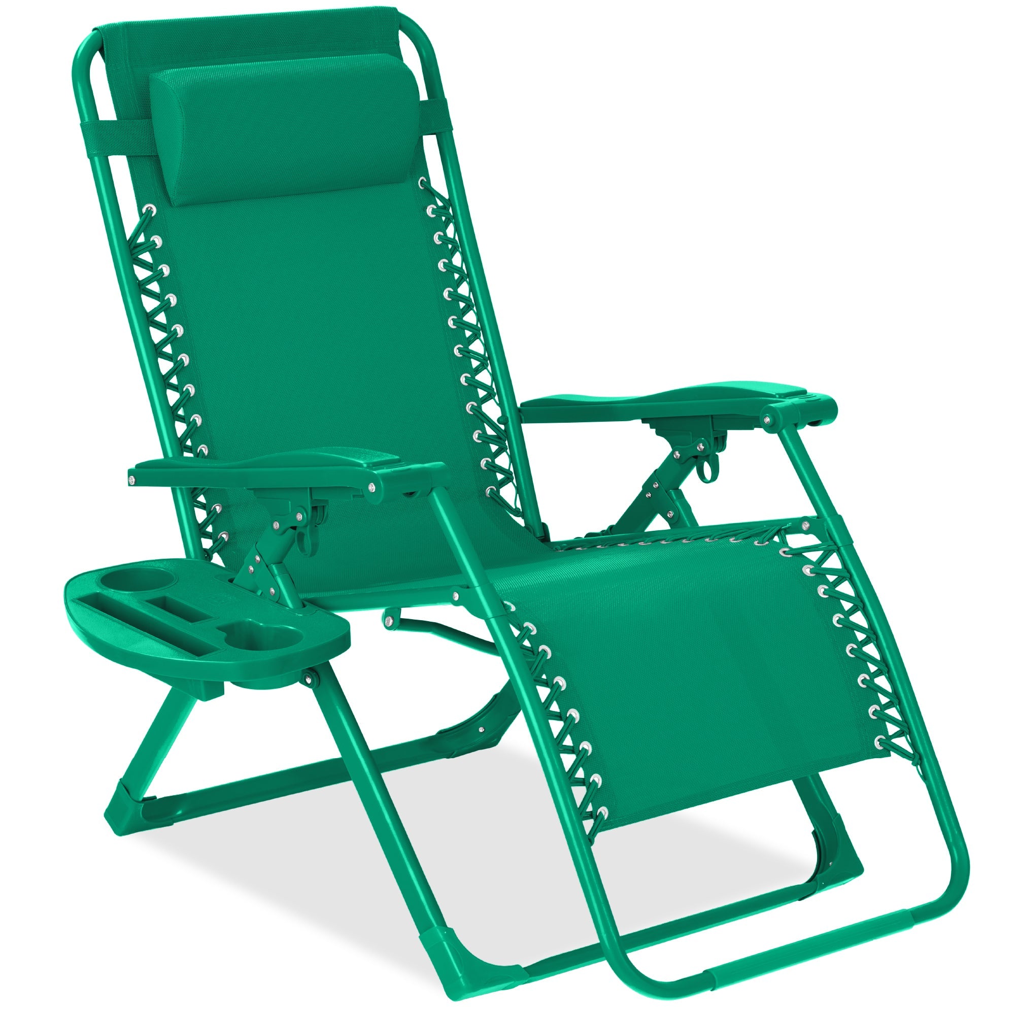 Monochromatic Zero Gravity Patio Chair Recliner w/ Side Tray Headrest