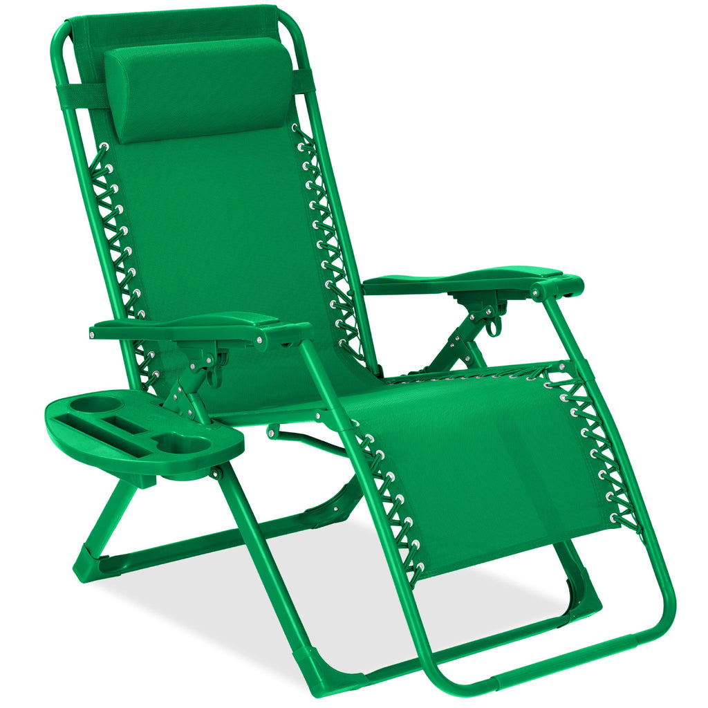Monochromatic Zero Gravity Patio Chair Recliner w/ Side Tray Headrest