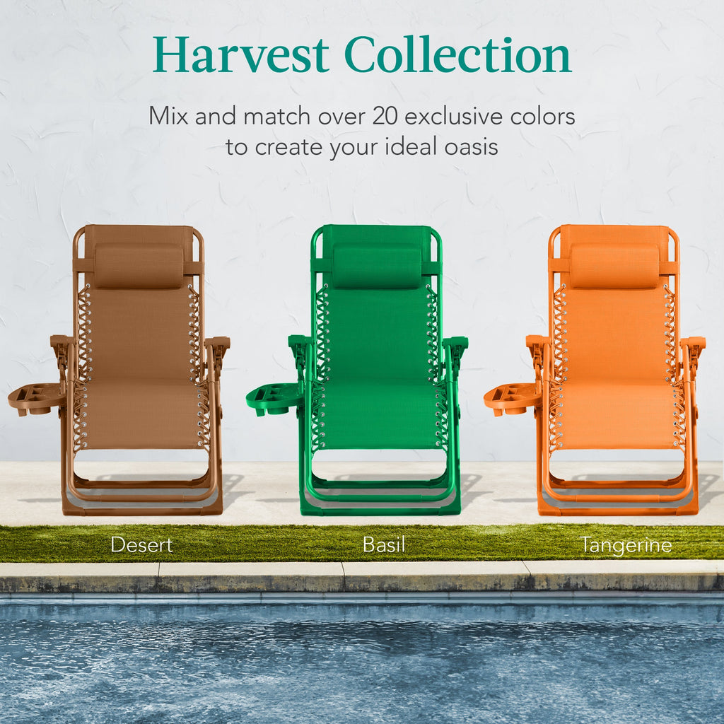 Monochromatic Zero Gravity Patio Chair Recliner w/ Side Tray Headrest