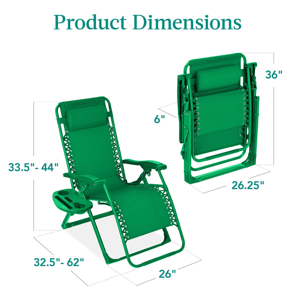 Monochromatic Zero Gravity Patio Chair Recliner w/ Side Tray Headrest