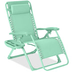 Monochromatic Zero Gravity Patio Chair Recliner w/ Side Tray Headrest