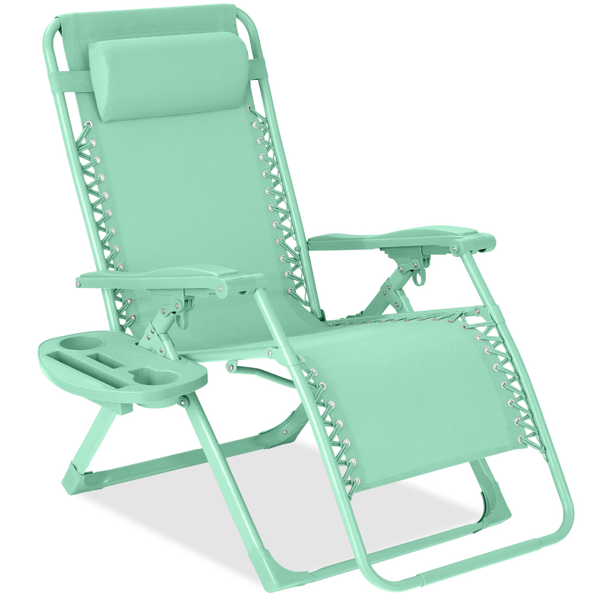 Monochromatic Zero Gravity Patio Chair Recliner w/ Side Tray Headrest