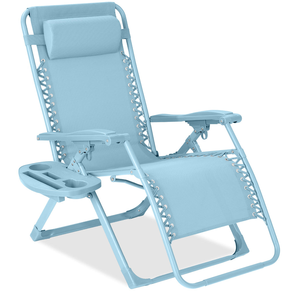 Monochromatic Zero Gravity Patio Chair Recliner w/ Side Tray Headrest