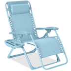 Monochromatic Zero Gravity Patio Chair Recliner w/ Side Tray Headrest
