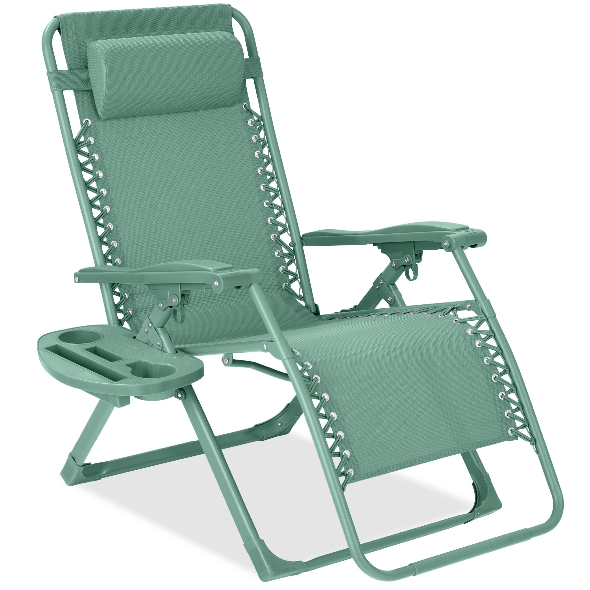 Monochromatic Zero Gravity Patio Chair Recliner w/ Side Tray Headrest