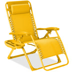 Monochromatic Zero Gravity Patio Chair Recliner w/ Side Tray Headrest