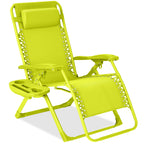 Monochromatic Zero Gravity Patio Chair Recliner w/ Side Tray Headrest