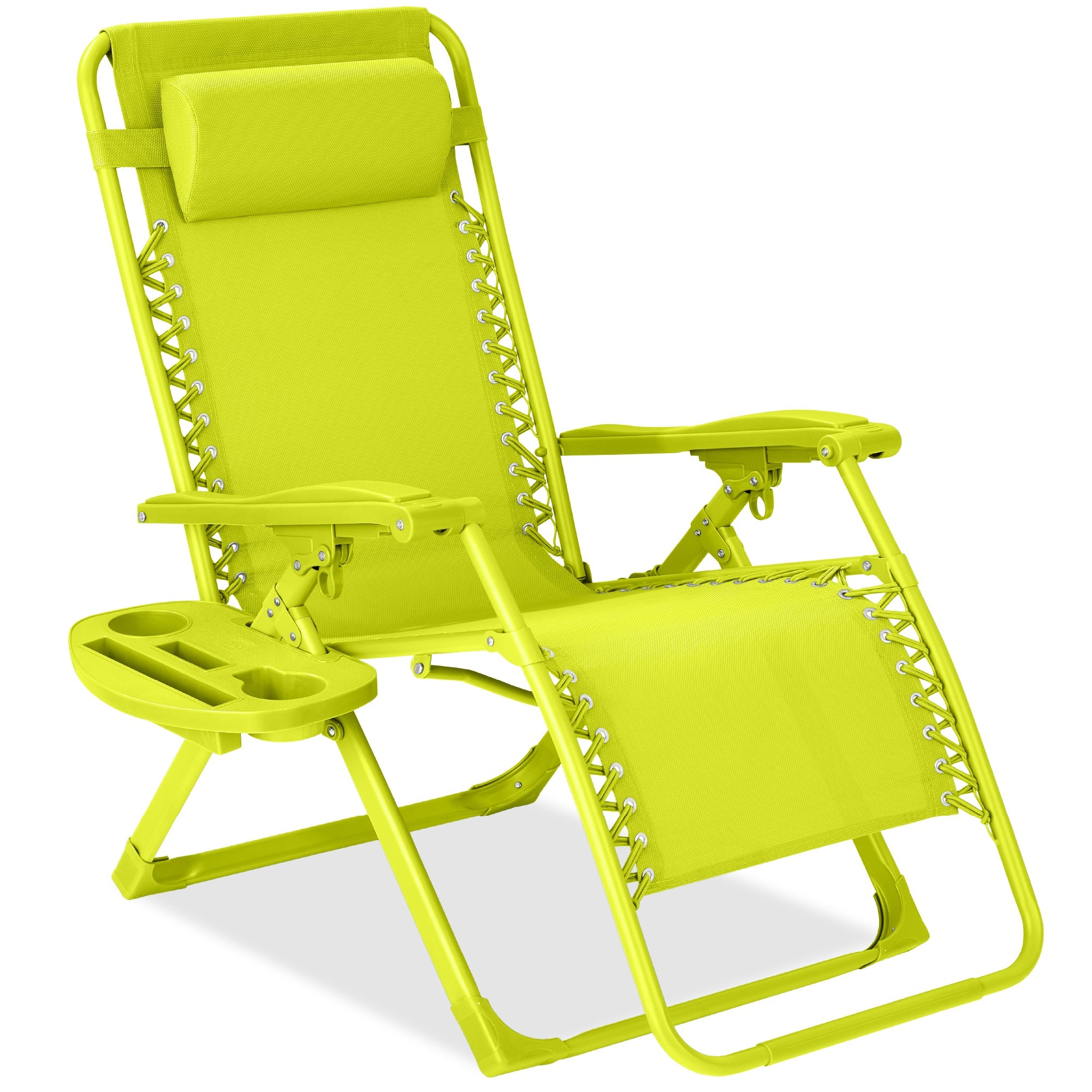 Monochromatic Zero Gravity Patio Chair Recliner w/ Side Tray Headrest