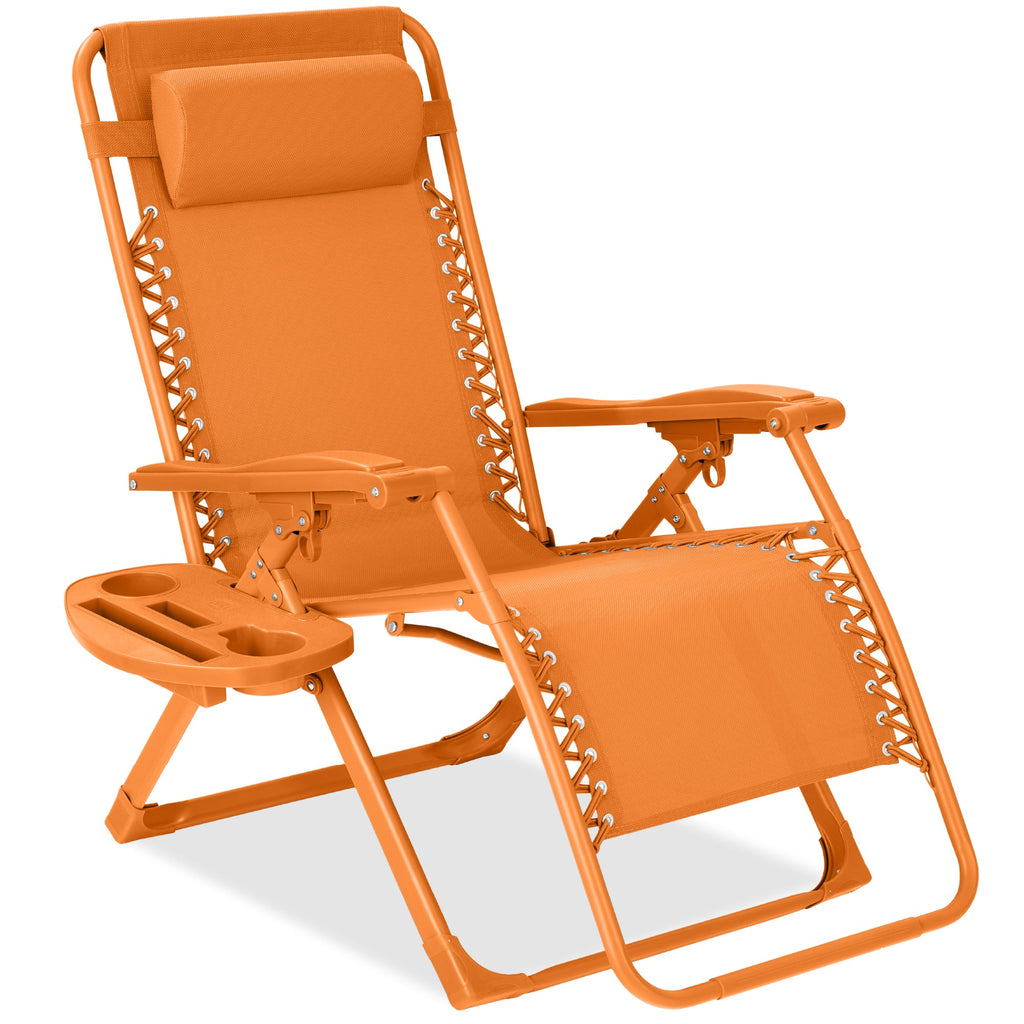 Monochromatic Zero Gravity Patio Chair Recliner w/ Side Tray Headrest