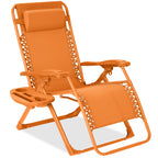Monochromatic Zero Gravity Patio Chair Recliner w/ Side Tray Headrest