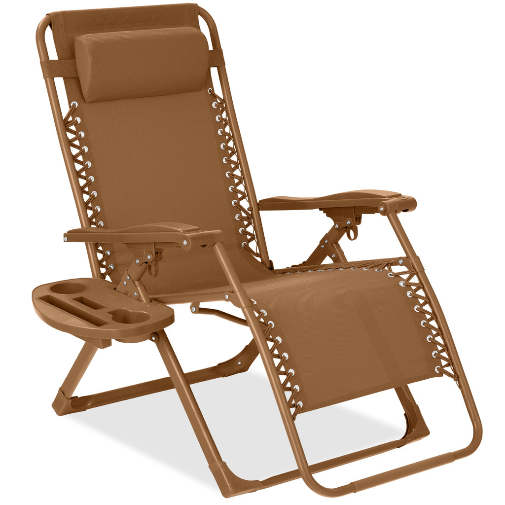 Monochromatic Zero Gravity Patio Chair Recliner w/ Side Tray Headrest