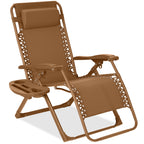 Monochromatic Zero Gravity Patio Chair Recliner w/ Side Tray Headrest