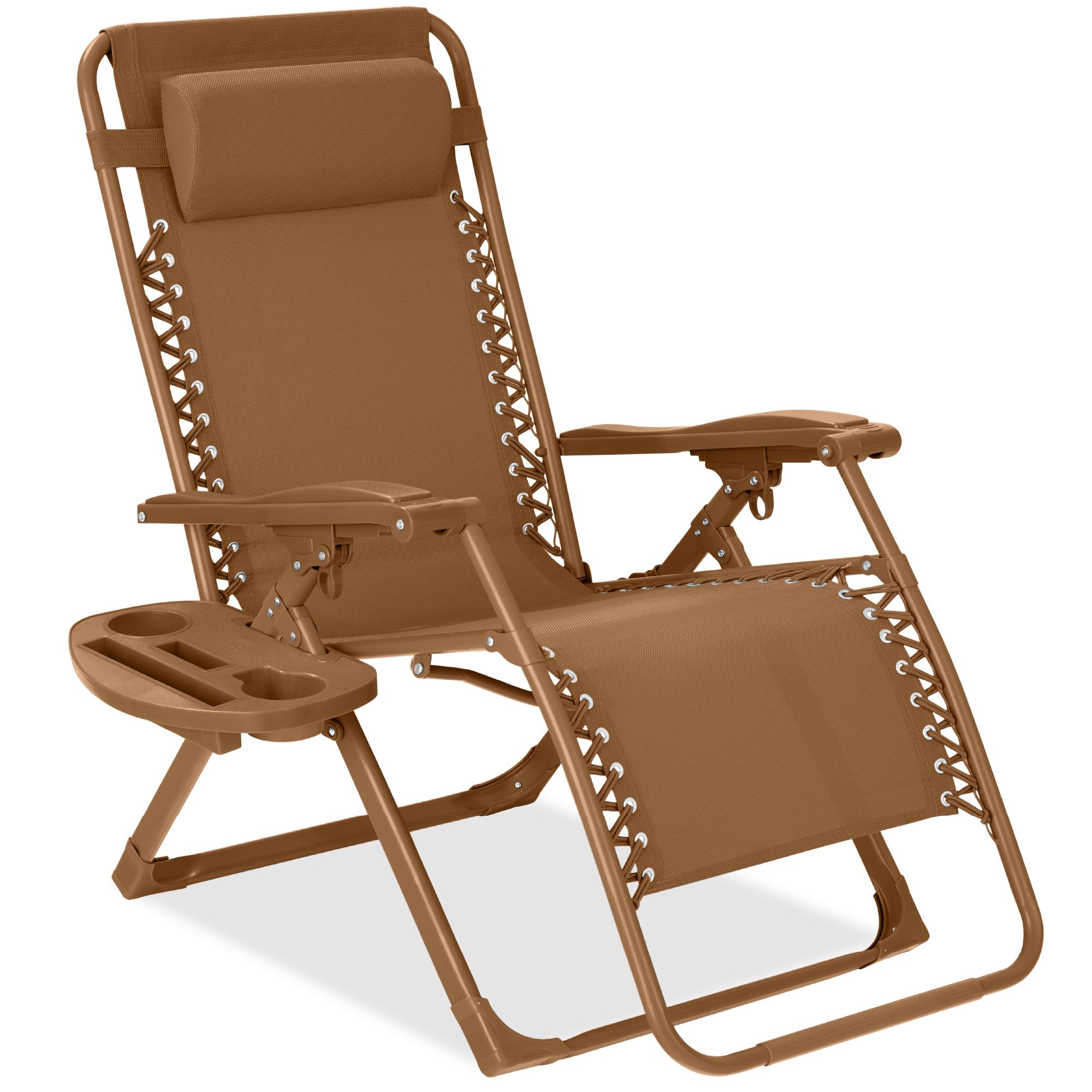 Monochromatic Zero Gravity Patio Chair Recliner w/ Side Tray Headrest