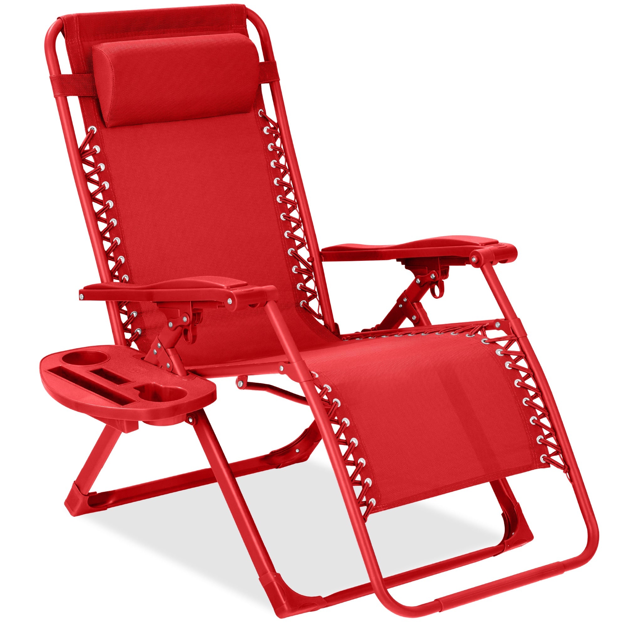 Monochromatic Zero Gravity Patio Chair Recliner w/ Side Tray Headrest