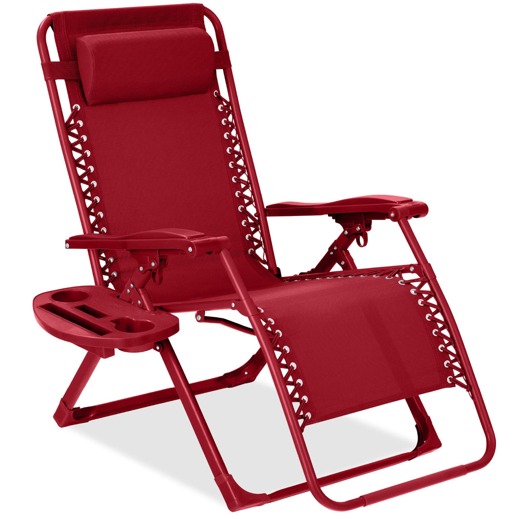 Monochromatic Zero Gravity Patio Chair Recliner w/ Side Tray Headrest