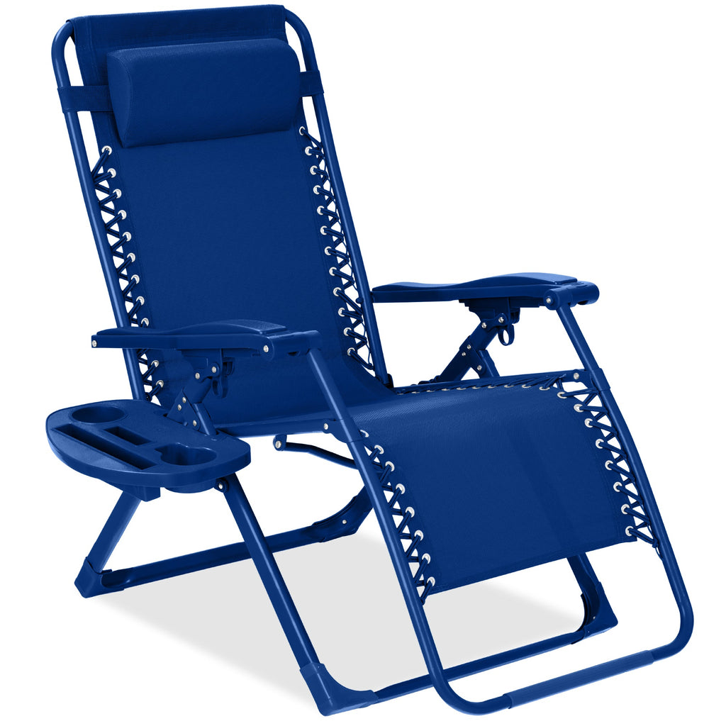 Monochromatic Zero Gravity Patio Chair Recliner w/ Side Tray Headrest