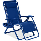 Monochromatic Zero Gravity Patio Chair Recliner w/ Side Tray Headrest
