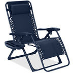 Monochromatic Zero Gravity Patio Chair Recliner w/ Side Tray Headrest