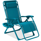 Monochromatic Zero Gravity Patio Chair Recliner w/ Side Tray Headrest