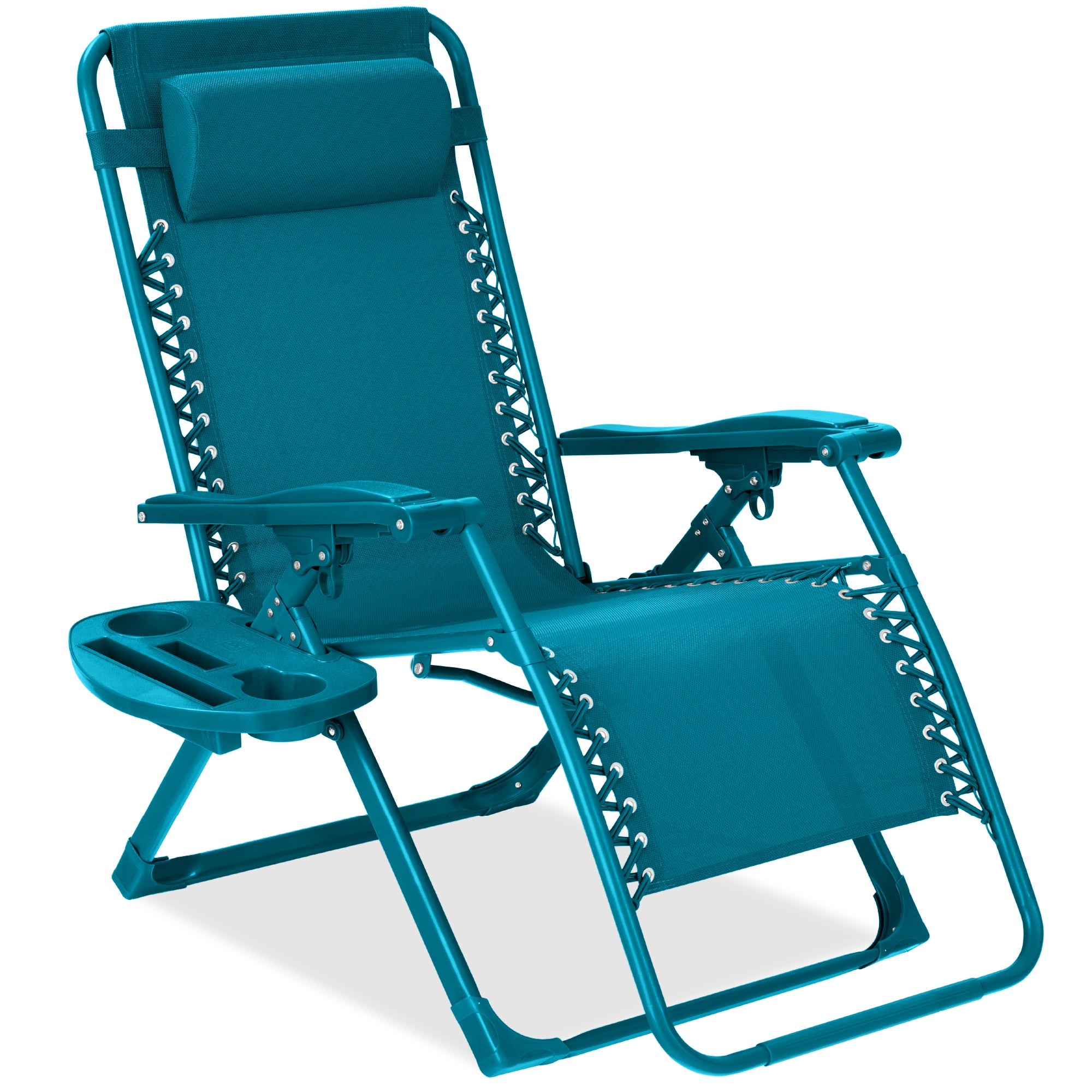 Monochromatic Zero Gravity Patio Chair Recliner w/ Side Tray Headrest