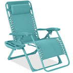 Monochromatic Zero Gravity Patio Chair Recliner w/ Side Tray Headrest