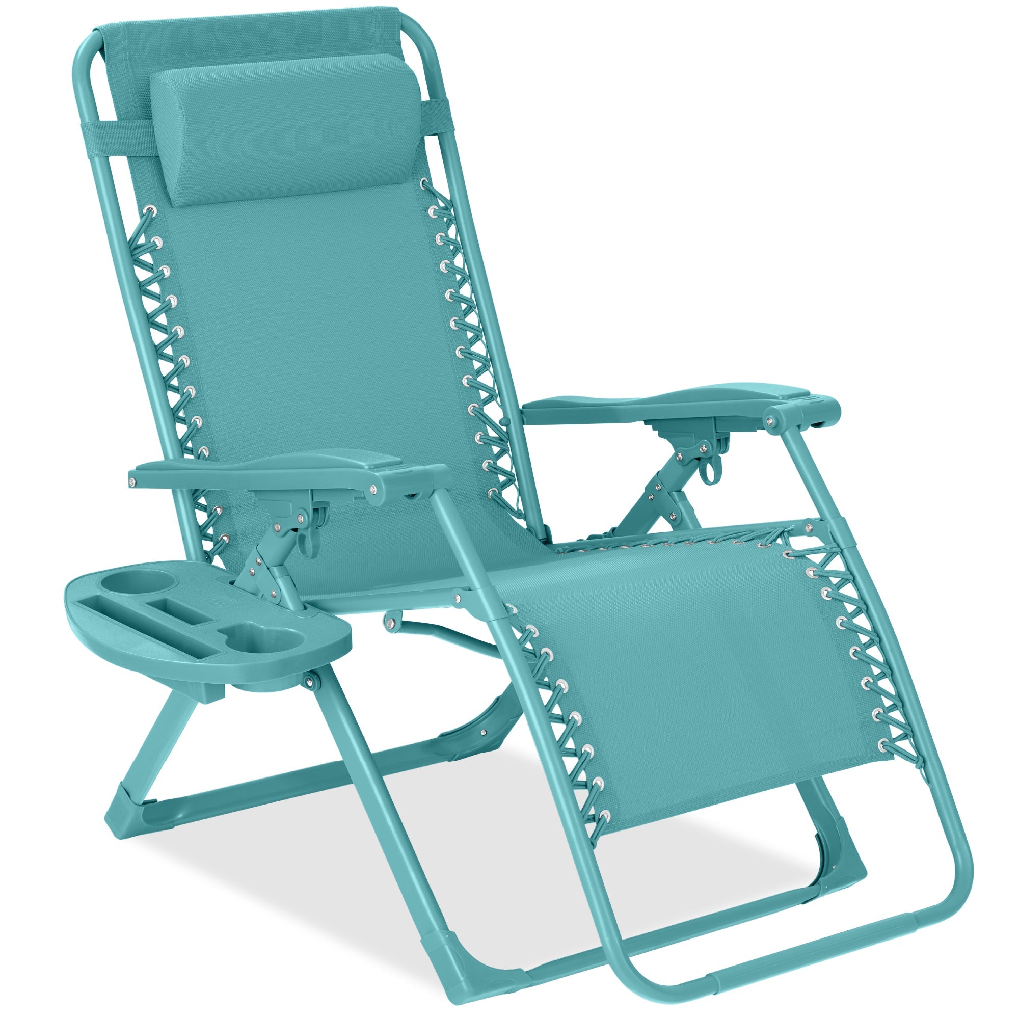 Monochromatic Zero Gravity Patio Chair Recliner w/ Side Tray Headrest