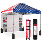 One-Person Setup Instant Pop Up Canopy w/ Side Wall Carrying Case - 10x10ft