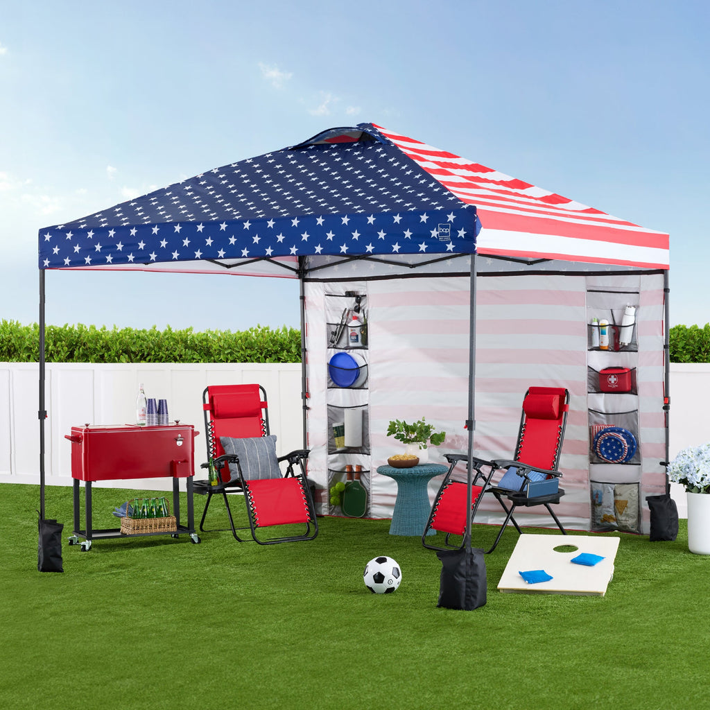 One-Person Setup Instant Pop Up Canopy w/ Side Wall Carrying Case - 10x10ft