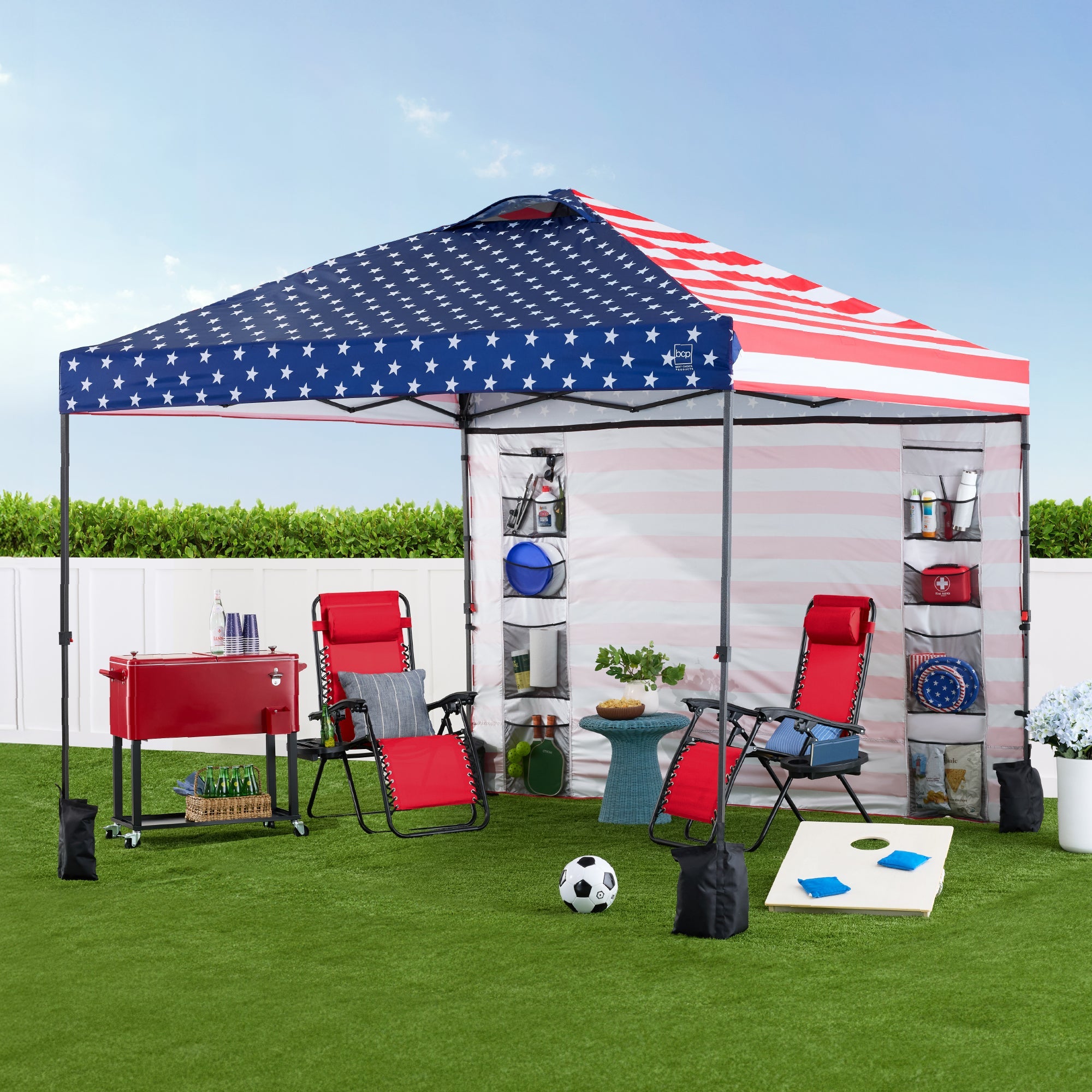 One-Person Setup Instant Pop Up Canopy w/ Side Wall Carrying Case - 10x10ft