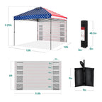 One-Person Setup Instant Pop Up Canopy w/ Side Wall Carrying Case - 10x10ft