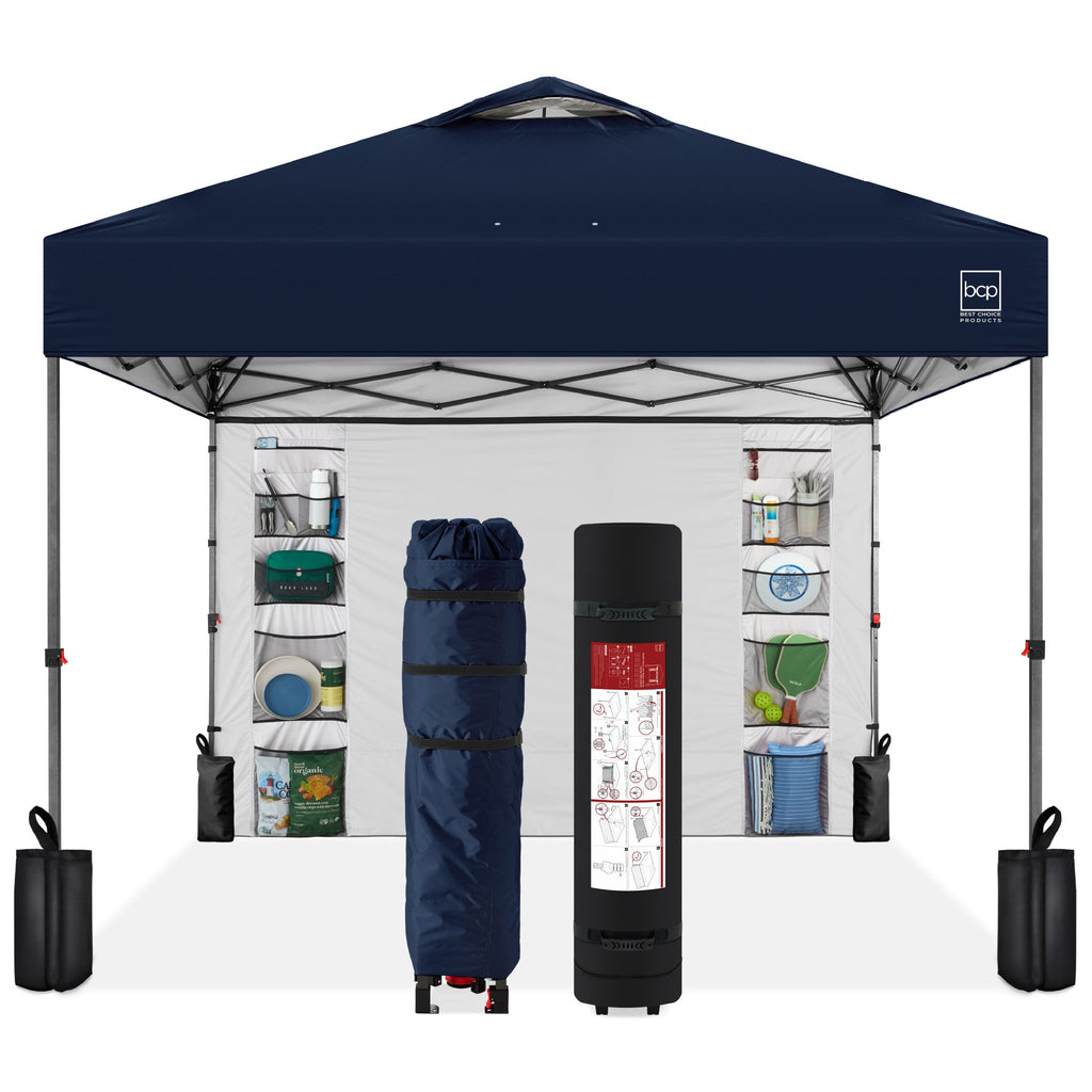One-Person Setup Instant Pop Up Canopy w/ Side Wall Carrying Case - 10x10ft