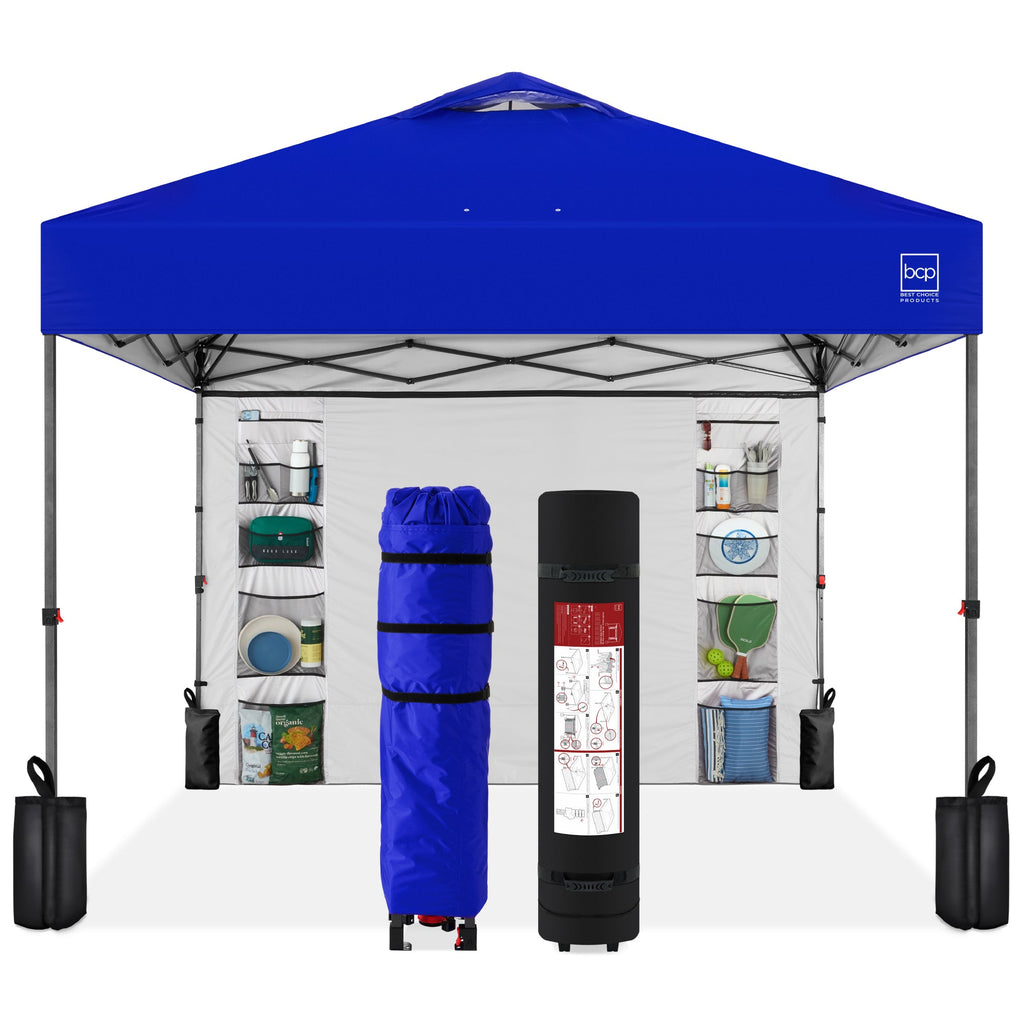 One-Person Setup Instant Pop Up Canopy w/ Side Wall Carrying Case - 10x10ft