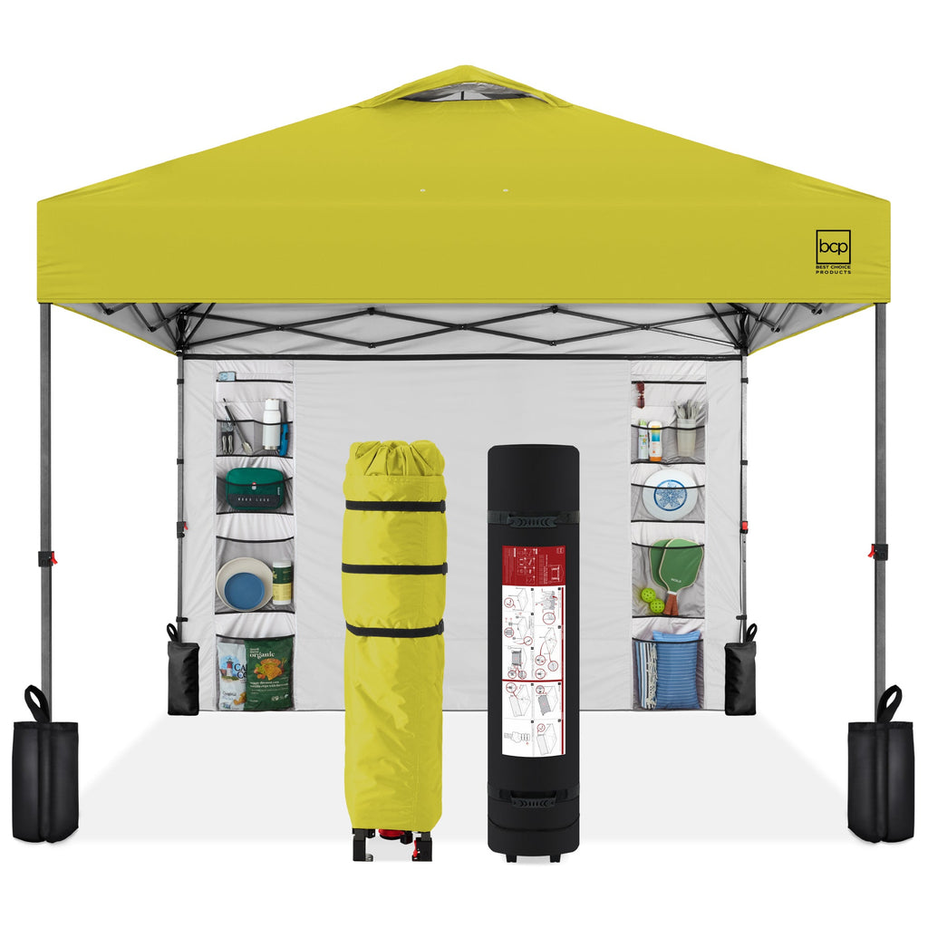 One-Person Setup Instant Pop Up Canopy w/ Side Wall Carrying Case - 10x10ft