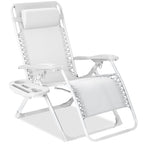 Monochromatic Zero Gravity Patio Chair Recliner w/ Side Tray Headrest